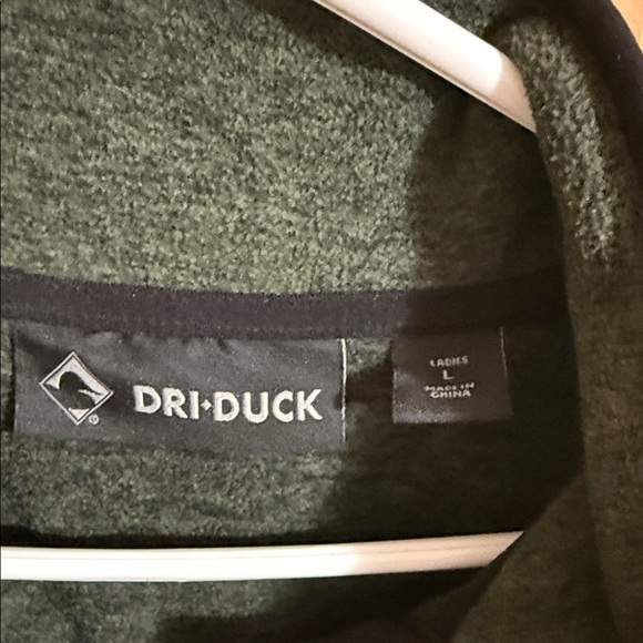 Dri-Duck Men's Fleece Forest Green Snap button collar Sweater - Picture 2 of 5